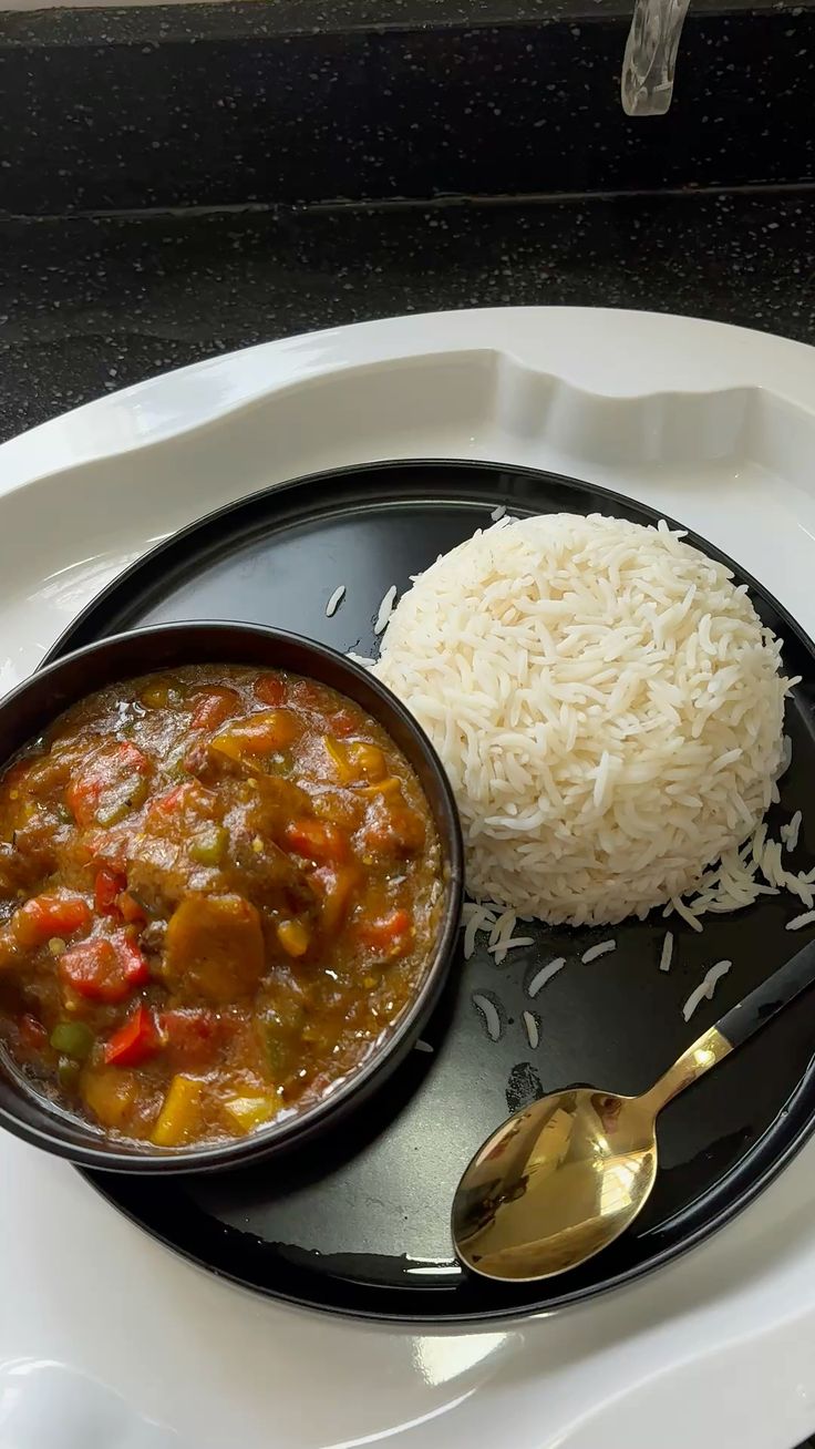 White Rice and Sauce Nigerian